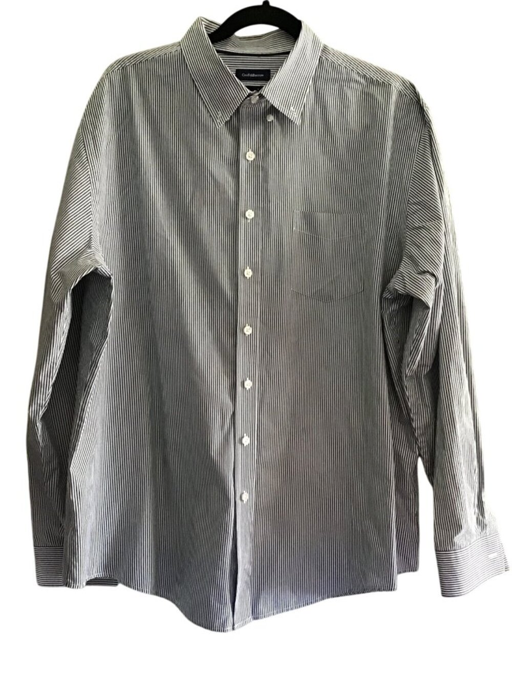 Croft & Barrow Mens XL Striped Button-Down Shirt Long Sleeve Easy Care Blue & Wh